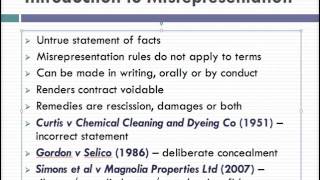 Misrepresentation Lecture 1 of 4 [upl. by Llirrem830]